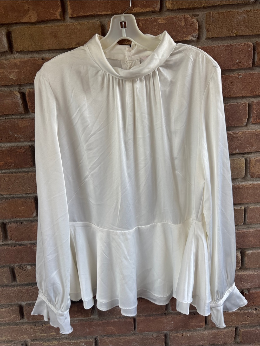Nanette Lepore White Long-Sleeve Peplum Blouse